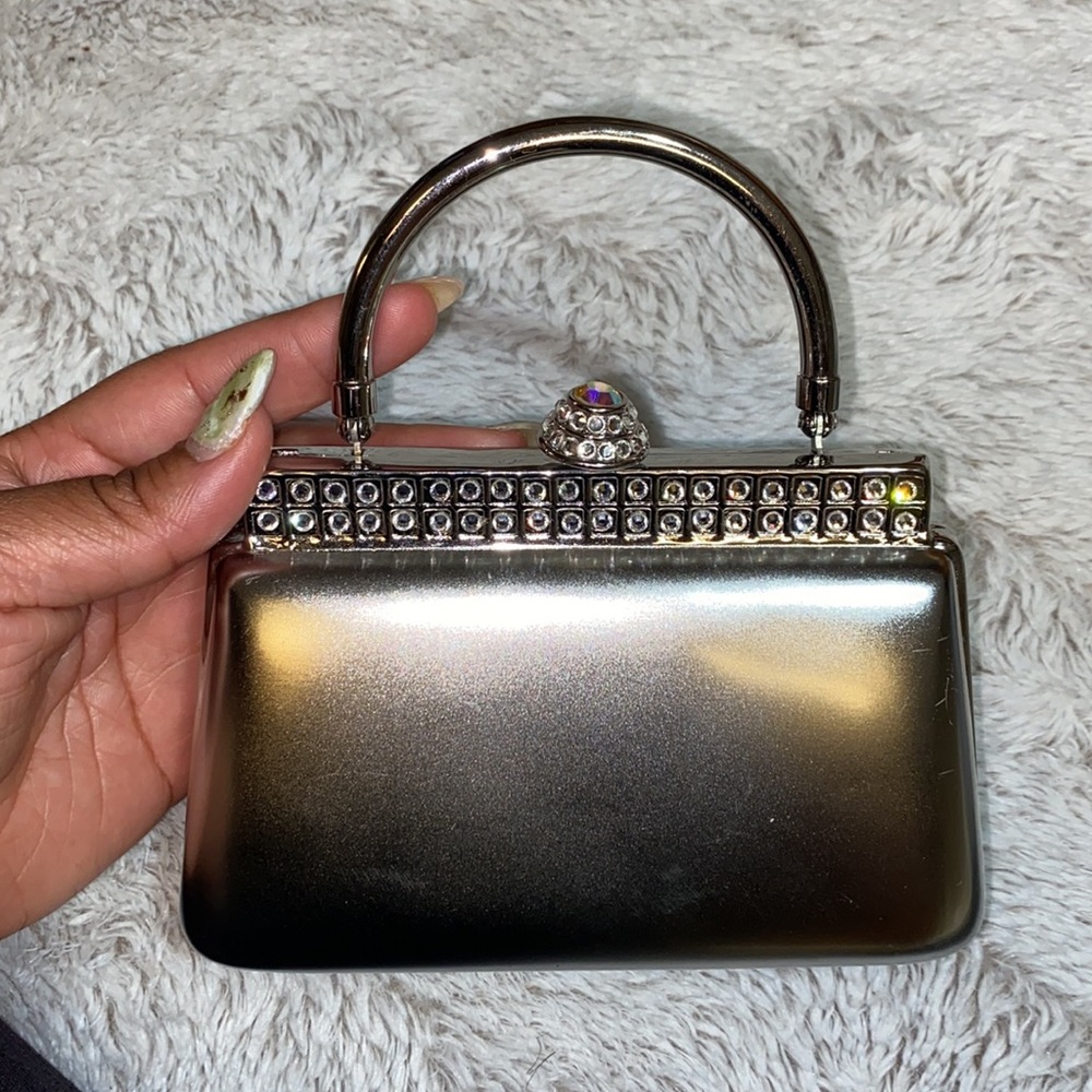 Silver mini Clutch/ Crossbody bag